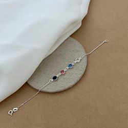 Pulseira 4 Zirconias Redondas Cristal/azul/rosa/on... - C Martiniano Joias