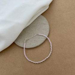 Pulseira Cristais Rosa Claro Bolinhas Centro - 26... - C Martiniano Joias