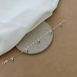 Pulseira 5 Corações Zircônia Lilás Com Borda Pendu... - C Martiniano Joias
