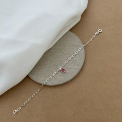 Pulseira 1 Zircônia Rosa Com Borda Pendurada Elos ... - C Martiniano Joias