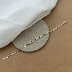 Pulseira 5 Corações Zircônia Rosa - 26662 - C Martiniano Joias