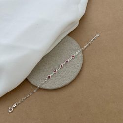 Pulseira 5 Zircônias Redonda Rosa - 26663 - C Martiniano Joias