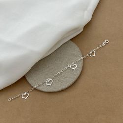 Pulseira 4 Corações Vazados Pendurados - 26682 - C Martiniano Joias