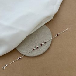 Pulseira Corações Zircônia Rubi - 26747 - C Martiniano Joias