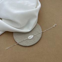 PULSEIRA MÃO DE FATIMA DEITADA DE ELOS ARREDONDADO... - C Martiniano Joias