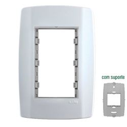 PLACA COM SUPORTE 4X2 3 MÓDULO SLIM - 06411 - Comercial Leal