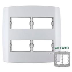 PLACA COM SUPORTE 4X4 2+2 MÓDULO HORIZONTAL SLIM -... - Comercial Leal