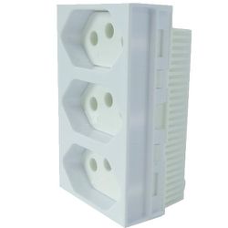 MÓDULO MONOBLOCO 3 TOMADAS 2P+T 10A SLIM - 06439 - Comercial Leal