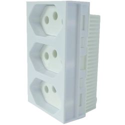 MÓDULO MONOBLOCO 3 TOMADAS 2P+T 20A SLIM - 06440 - Comercial Leal