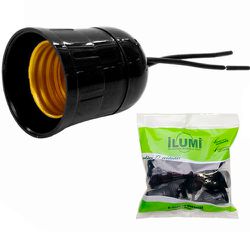 PORTA LAMPADA COM RABICHO PRETO 100W ILUMI - 07155 - Comercial Leal