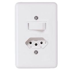CONJUNTO 1 INTERRUPTOR SIMPLES + TOMADA 2P+T 20A B... - Comercial Leal