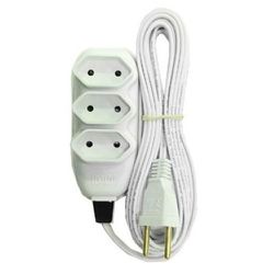 EXTENSÃO COMPACTA 2P 10A 5MT BRANCO 3TOMADAS ILUMI... - Comercial Leal
