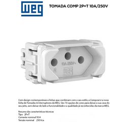 MODULO TOMADA 2P+T 10A BRANCO COMPOSÉ - 09088 - Comercial Leal