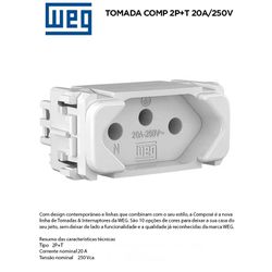 MODULO TOMADA 2P+T 20A BRANCO COMPOSÉ - 09090 - Comercial Leal