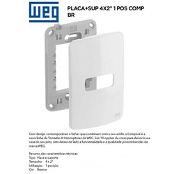 PLACA COM SUPORTE 4X2 1 MOD BRANCO COMPOSÉ - 09107 - Comercial Leal