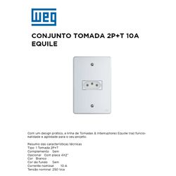CONJUNTO TOMADA 2P+T 10A BRANCO EQUILE - 09803 - Comercial Leal