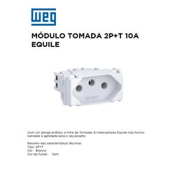 MODULO TOMADA 2P+T 10A BRANCO EQUILE - 09783 - Comercial Leal