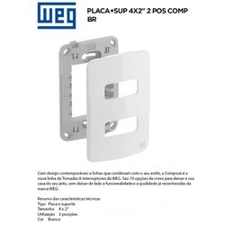 PLACA COM SUPORTE 4X2 2 MOD BRANCO COMPOSÉ - 09108 - Comercial Leal