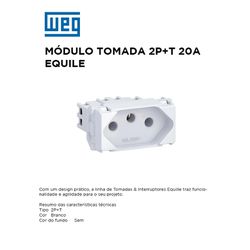 MODULO TOMADA 2P+T 20A BRANCO EQUILE - 09784 - Comercial Leal