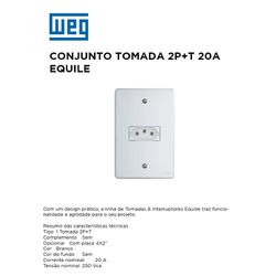 CONJUNTO TOMADA 2P+T 20A BRANCO EQUILE - 09804 - Comercial Leal