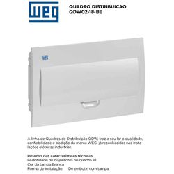 QUADRO DE DISJUNTOR 18 DIN EMBUTIR WEG - 09244 - Comercial Leal