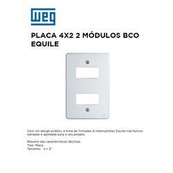 PLACA 4X2 - 2 MÓDULOS BRANCO EQUILE - 09797 - Comercial Leal