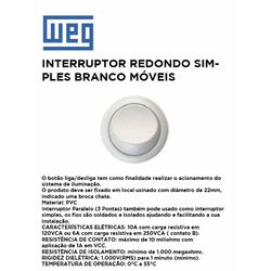 INTERRUPTOR REDONDO SIMPLES BRANCO MOVEIS - 10545 - Comercial Leal
