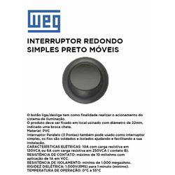 INTERRUPTOR REDONDO SIMPLES PRETO MOVEIS - 10546 - Comercial Leal