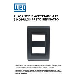 PLACA 4X2 2 MOD PRETO ACETINADO REFINATTO STYLE - ... - Comercial Leal