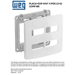 PLACA COM SUPORTE 4X4 4 MOD BRANCO COMPOSÉ - 0911... - Comercial Leal