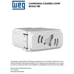 MODULO CAMPAINHA BRANCO 10A COMPOSÉ - 09098 - Comercial Leal