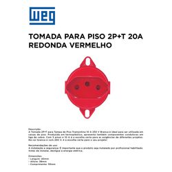 TOMADA 2P+T 20A VERMELHO PARA PISO WEG - 10872 - Comercial Leal