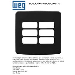 PLACA 4X4 6 MOD PRETO COMPOSÉ - 09187 - Comercial Leal