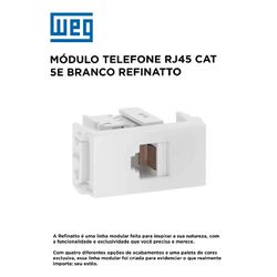MODULO TELEFONE RJ45 CAT 5E BRANCO REFINATTO - 112... - Comercial Leal
