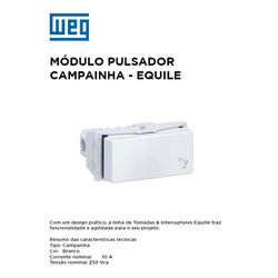 MODULO PULSADOR CAMPAINHA BRANCO 10A EQUILE - 097... - Comercial Leal