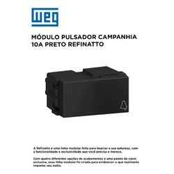 MODULO PULSADOR CAMPANHIA 10A PRETO REFINATTO - 11... - Comercial Leal