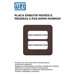 PLACA EMBUTIR MOVEIS E PEDRAS 2 POS 60MM MARROM CO... - Comercial Leal