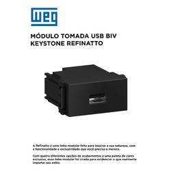 MODULO TOMADA USB BIVOLT KEYSTONE PRETO REFINATTO ... - Comercial Leal