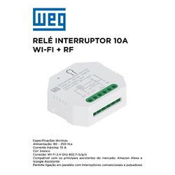 RELE INTERRUPTOR 10A WI-FI+RF WEG - 11883 - Comercial Leal
