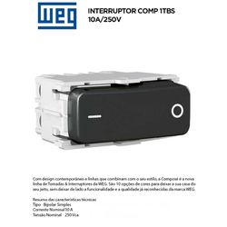 INTERRUPTOR BIPOLAR SIMPLES PRETO COMPOSÉ - 09081 - Comercial Leal