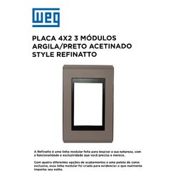 PLACA 4X2 3 MOD PRETO/ARGILA ACETINADO STYLE REFI... - Comercial Leal