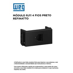 MODULO TELEFONE RJ11 4 FIOS PRETO REFINATTO - 1121 - Comercial Leal