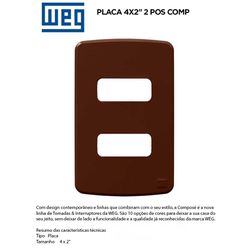 PLACA 4X2 2 MOD MARROM COMPOSÉ - 09141 - Comercial Leal