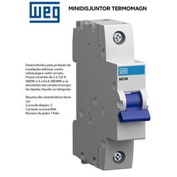 DISJUNTOR DIN UNIPOLAR 40A WEG - 09029 - Comercial Leal