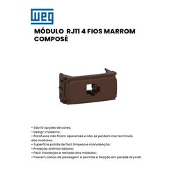 MODULO TELEFONE RJ11 4 FIOS MARROM COMPOSÉ - 10541 - Comercial Leal