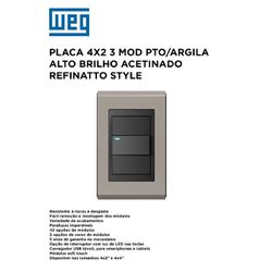 PLACA 4X2 3 MOD PRETO/ARGILA ALTO BRILHO REFINATT... - Comercial Leal