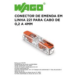 CONECTOR DE EMENDA 221 2P 4MM WAGO - 11595 - Comercial Leal