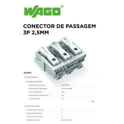 CONECTOR DE PASSAGEM 3P 2,5MM WAGO - 11491 - Comercial Leal