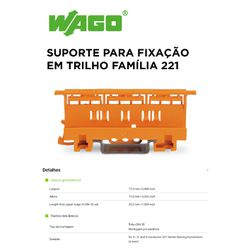 SUPORTE PARA FIXACAO EM TRILHO FAMILIA 221 4MM WAG... - Comercial Leal