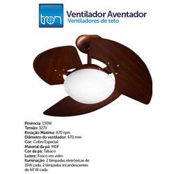 VENTILADOR TETO AVENTADOR 127V TABACO/COBRE 2 LÂMP... - Comercial Leal